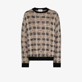 Iroquois Check Pattern Crew Neck Sweater - Men's - Cotton/Acrylic/Nylon/Rayon