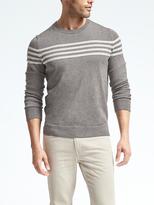 Thumbnail for your product : Banana Republic Textured-Stripe Supima® Cotton Crew Pullover
