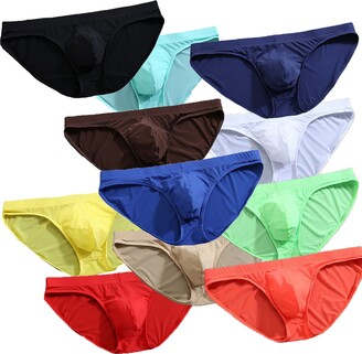 Qianya Mens Silk Thong Underwear Briefs sexy 100% Pure Silk 6 Pieces In One  Economic Pack