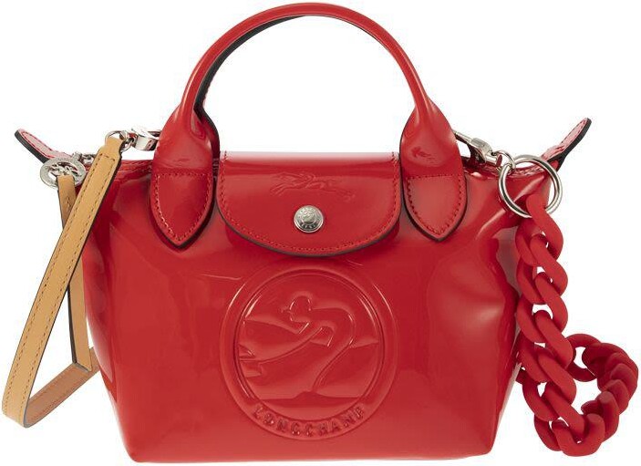 Longchamp Red Leather Medium Le Pliage Cuir Bag - Shop Designer Bags