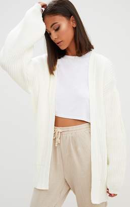 PrettyLittleThing Cream Chunky Long line Knitted Cardigan