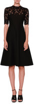 Thumbnail for your product : Valentino Lace-Yoke Half-Sleeve Dress, Black
