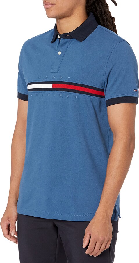 Tommy Hilfiger Mens Adaptive Polo Shirt with Magnetic Buttons Custom Fit Polo Shirt