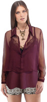 Thumbnail for your product : Cynthia Vincent Cropped Blouse With Layered Lace Cami