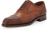 Thumbnail for your product : Bergdorf Goodman Hand-Antiqued Textured Leather Brogue Lace-Up