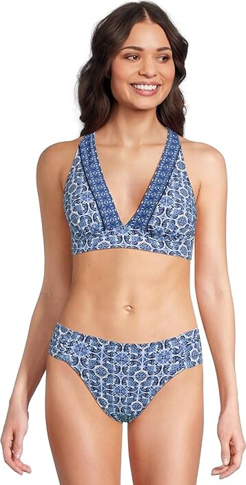 Tommy Bahama Terrazzo Tile Reversible X- Back Top Women's Swimwear Palace Blue Rev : XL (US 16), Nylon/Spandex