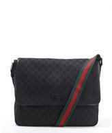 Thumbnail for your product : Gucci black GG canvas web stripe messenger bag