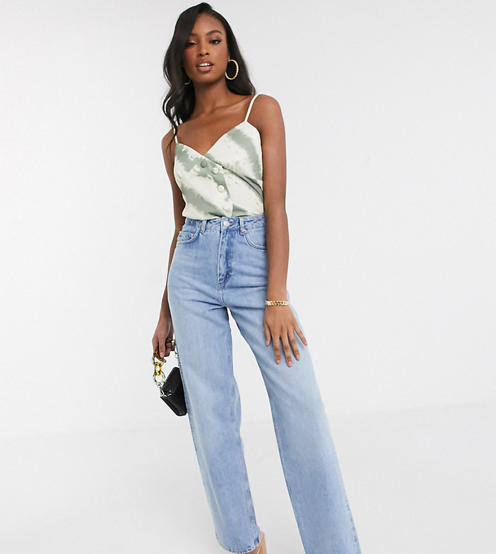 Tall DESIGN Tall high rise 'Relaxed' dad jeans in midwash - ShopStyle