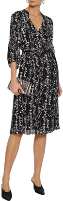 BA&SH Metallic Floral-print Georgette Wrap Dress
