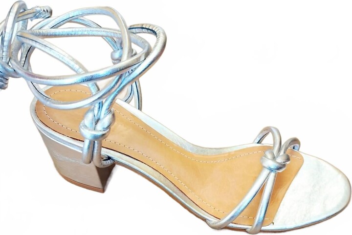 Schutz Women's Nicky Mid Sandals In Metallic Silver