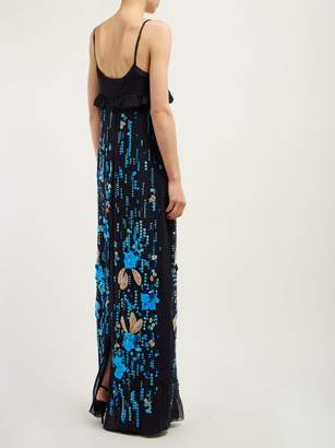 Prada Sequinned Silk-chiffon Gown - Womens - Blue Multi