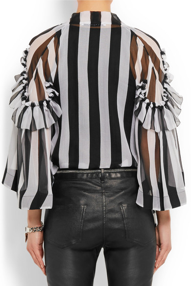 Givenchy Blouse In Black And White Striped Silk-chiffon - ShopStyle