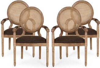 Raymund Linen King Louis Back Arm Chair in Cream (Set of 2) One Allium Way