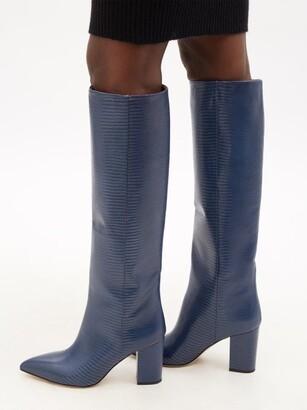Paris Texas Knee-high Lizard-effect Leather Boots - Blue