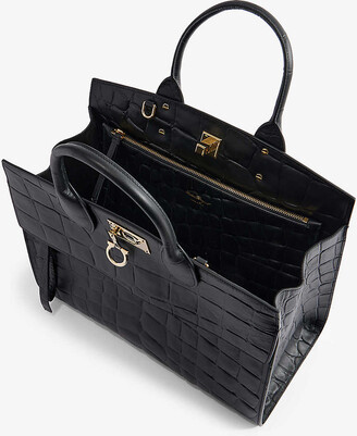 Ferragamo Studio large croc-embossed leather tote bag