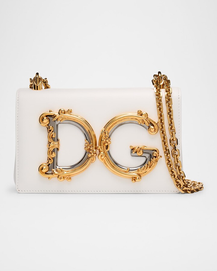 Dolce & Gabbana Girls Barocco Large Leather Crossbody Bag