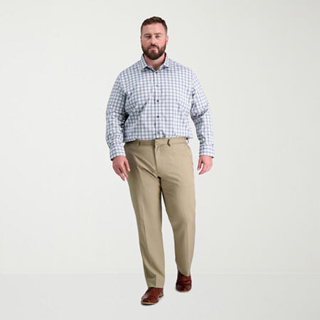 Haggar Premium Comfort Mens Comfort Waistband Straight Fit Big and Tall Dress Flat Front Pant