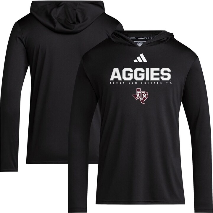 adidas Men's Black Texas A&M Aggies 2025 Sideline Training Long Sleeve Hooded T-Shirt