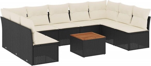 VidaXL vidaXLGardenSofaSetBlackCreamwhite