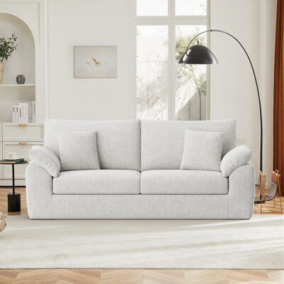 Bay Isle Home 89.8 Inches Modern Loveseat Sofa for Living Room Mid-Century Cloud Couch with 4 Pillows Boneless Sofa for Small Spaces No Assembly Required