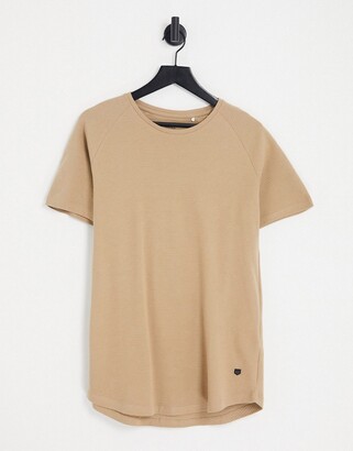 Jack and Jones Essentials longline t-shirt with curved hem in beige (part  of a set) - ShopStyle