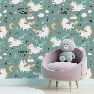 Zoomie Kids Teulon Believe in Magic Unicorns 8.5' L x 24\