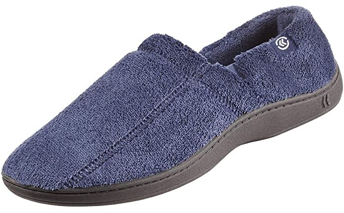 isotoner signature men's memory foam microterry and waffle travis hoodback slippers