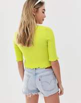 Thumbnail for your product : ASOS Design DESIGN short sleeve button front cardigan with scoop neck