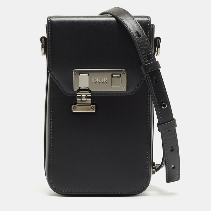 Men's Dior shoulder bag Black Blue Leather Cloth ref.899952 - Joli