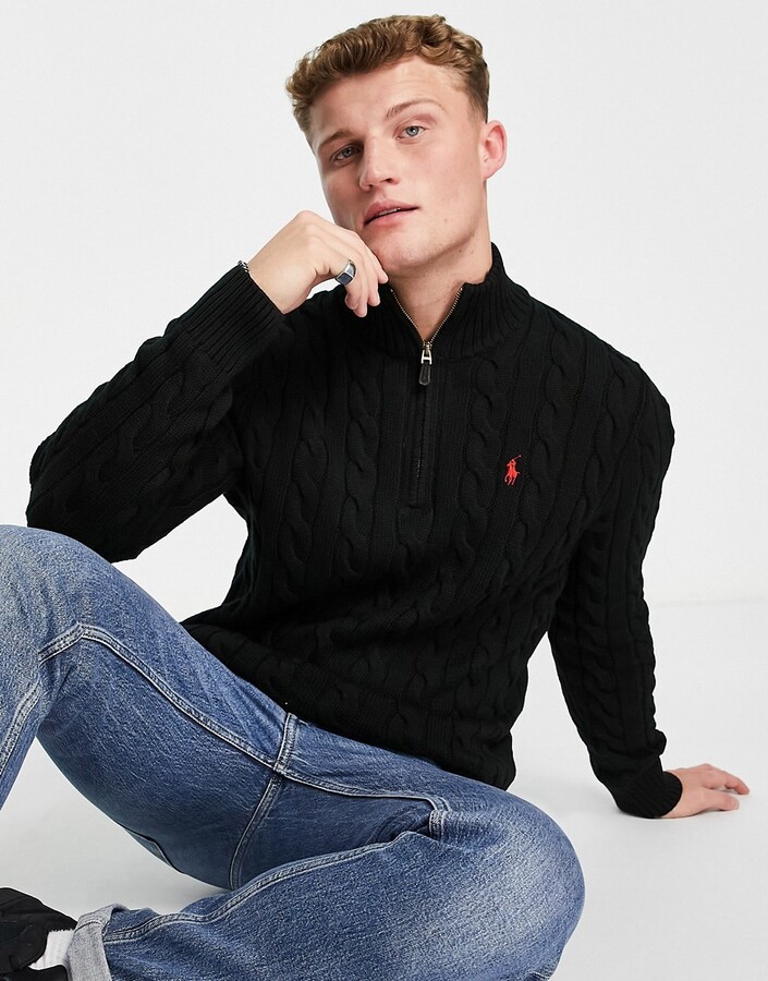 Ralph Lauren Men's Black Half-Zip Sweaters | ShopStyle