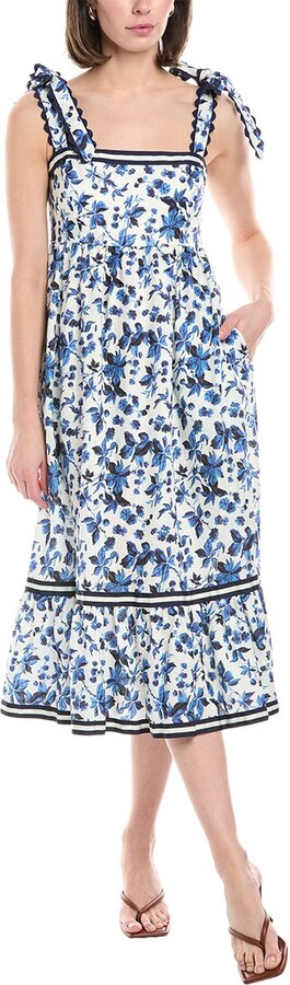 Stellah Tie Shoulder Linen Midi Dress