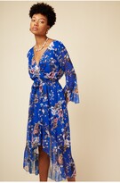Thumbnail for your product : Little Mistress Cobalt Floral Tie Waist Midaxi Wrap Dress
