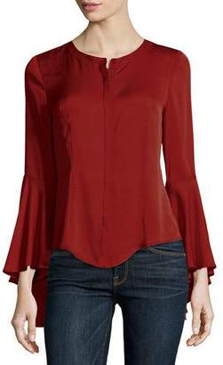 Milly Michelle Bell-Sleeve Stretch-Silk Blouse