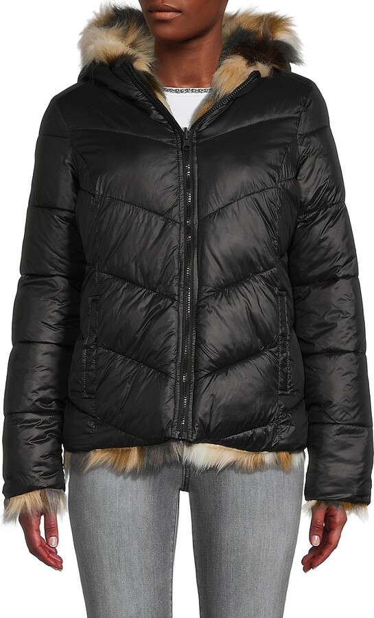 Blanc Noir Reversible Faux Fur Puffer Jacket - ShopStyle