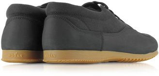 Hogan Traditional Black Canvas and Leather Low-top Sneaker