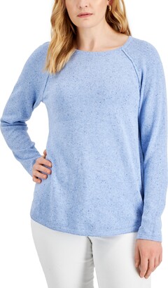 Karen Scott Petite Curved-Hem Neps Pullover Sweater, Created for Macy's