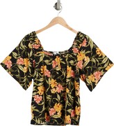 Thumbnail for your product : Kensie Smocked Linen Blend Blouse