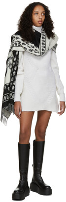 Alexander McQueen Black & White Wool Oversize Chain Scarf