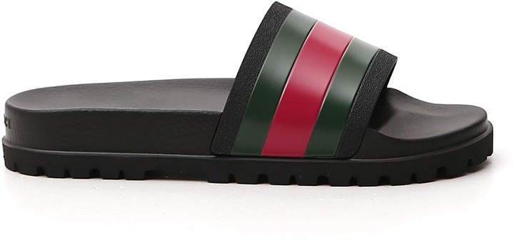 agrado web stripe slide sandal gucci