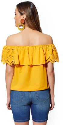New York & Co. Eyelet-Overlay Off-The-Shoulder Blouse