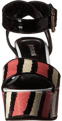 Just Cavalli Striped Printed Leather and Patent Leather