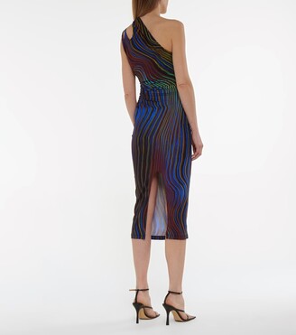 Thierry Mugler Printed one-shoulder midi dress