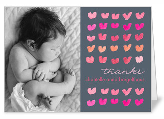 Shutterfly Thank You Cards: Watercolor Hearts Girl Thank You Card, Grey, Matte, Folded Smooth Cardstock
