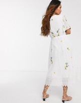 Thumbnail for your product : French Connection button front embroidered broderie midi dress