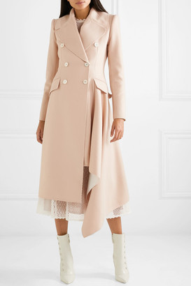 Alexander McQueen Asymmetric Double-breasted Frayed Wool And Cashmere-blend Coat - Beige