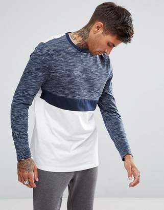 ASOS Design Longline Long Sleeve T-Shirt In Colour Block With Interest Fabric