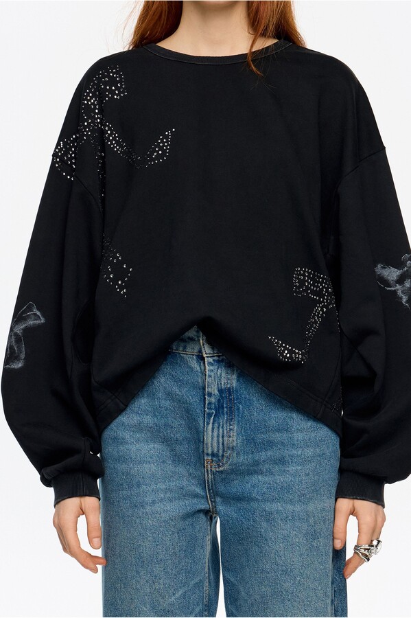 Bimba y Lola Short Sweatshirt With Stones Bows