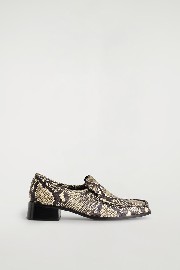 COS Square-Toe Leather Heel Loafers