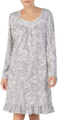Aria Paisley Long-Sleeve Short Nightgown