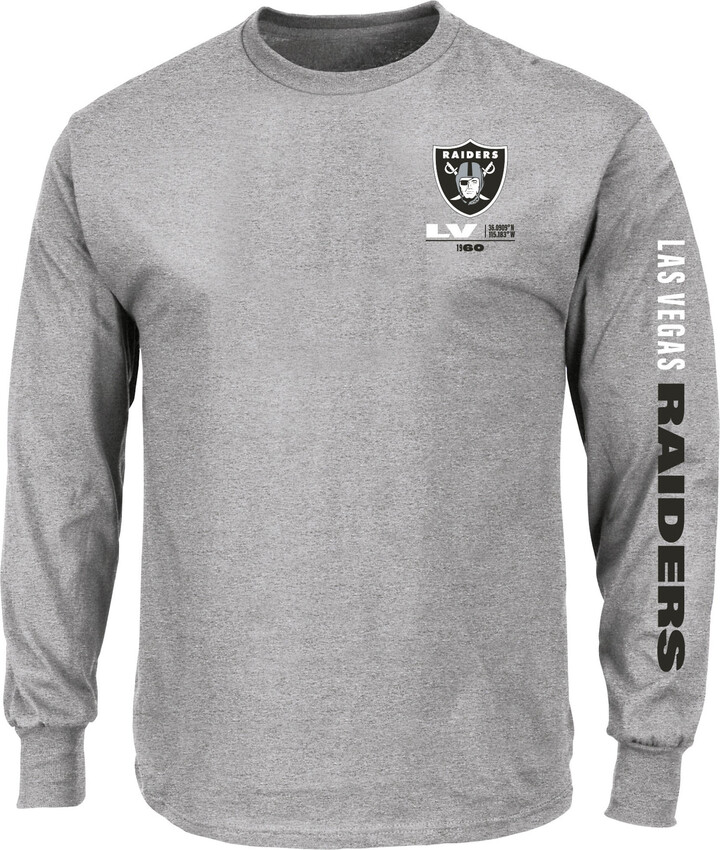 Fanatics Men's Heather Gray Las Vegas Raiders Big & Tall Clock Management Legacy Long Sleeve T-Shirt